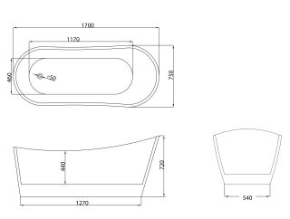 Акриловая ванна Grossman Galaxy GR-2102M 170x75см белый матовый